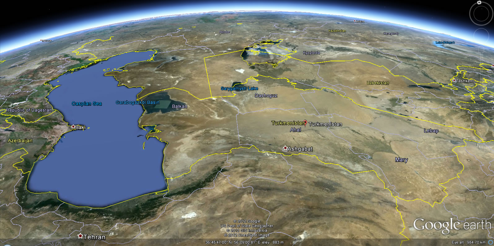 Turkmenistan yerkure haritasi